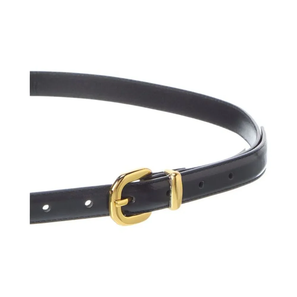 Madewell Black Leather Belt with Gold Buckle